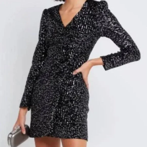 opt sequin dress Opt Art Sequin Mini Dress / Oversized Black and White Checkered Tunic Dress